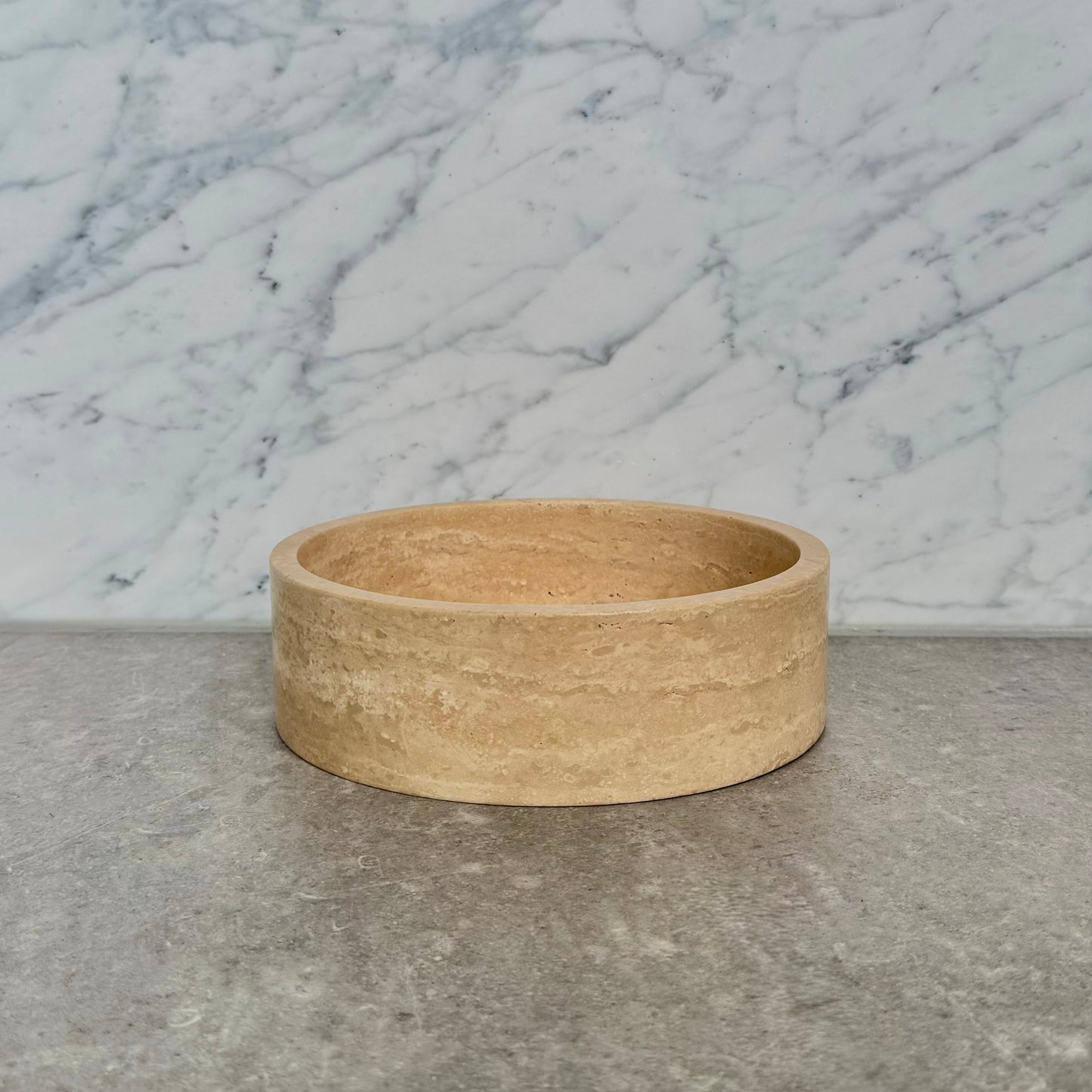 TRAVERTINE DOG BOWL