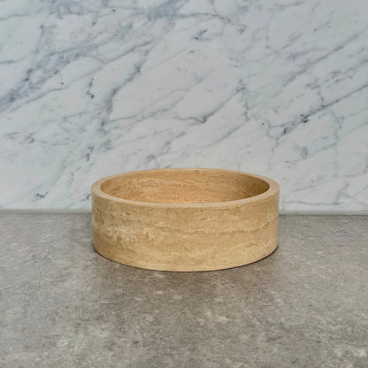 TRAVERTINE DOG BOWL